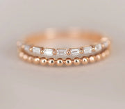 0.31ct Baguette Cut Unique Stackable Moissanite Diamond Wedding Band Mapple Gems